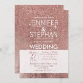 ガーリーモダンバラ金ゴールドグリッターホイル結婚ス 招待状 (正面/裏面)