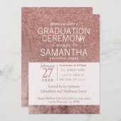 ガーリーモダンバラ金ゴールドグリッター箔の卒業 招待状 (正面/裏面)