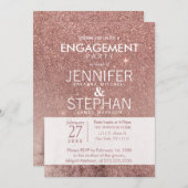 ガーリーモダンバラ金ゴールドグリッター箔婚約 招待状 (正面/裏面)