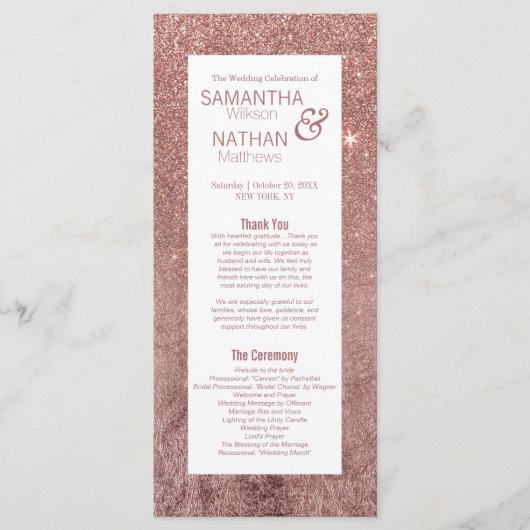 ガーリーモダンバラ金ゴールドグリッター結婚式 プログラム (正面)