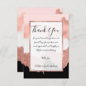 ガーリーモダンバラ金ゴールドピンクグリッターブラシストローク サンキューカード (正面/裏面)