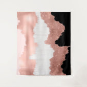 ガーリーモダンバラ金ゴールドピンクグリッターブラシストローク タペストリー (正面)