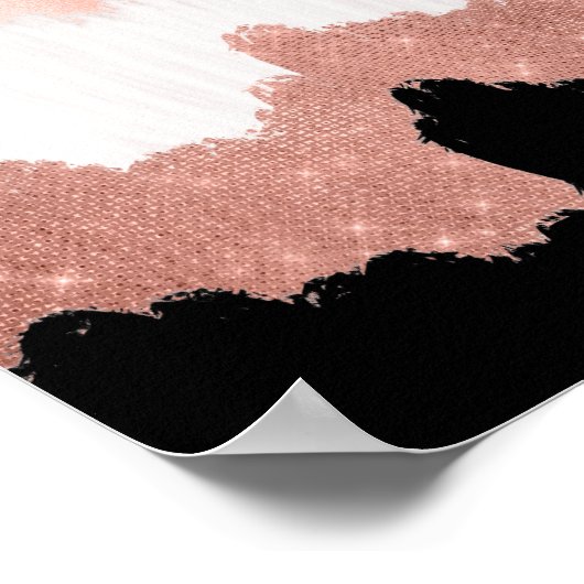 ガーリーモダンバラ金ゴールドピンクグリッターブラシストローク ポスター (角)