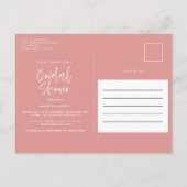 ガーリーモダンピンクスタイリッシュブライダルシャワー インビテーションポストカード (裏面)