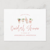 ガーリーモダンピンクスタイリッシュブライダルシャワー インビテーションポストカード (正面)