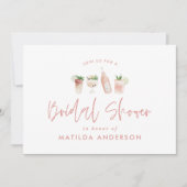 ガーリーモダンピンクスタイリッシュブライダルシャワー 案内状 (正面)