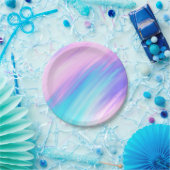 ガーリーモダンピンクブルー紫の絵を描汚染 ペーパープレート (パーティー)