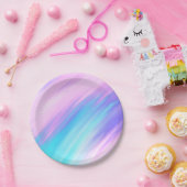 ガーリーモダンピンクブルー紫の絵を描汚染 ペーパープレート (パーティー)