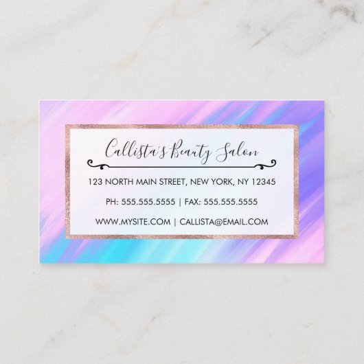 ガーリーモダンピンクブルー紫の絵を描汚染 ロイヤリティカード (裏面)