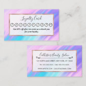 ガーリーモダンピンクブルー紫の絵を描汚染 ロイヤリティカード (正面/裏面)