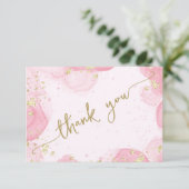 ガーリーモダン抽象芸術ピンクインクフェイク金ゴールドグリッター サンキューカード (スタンド正面)