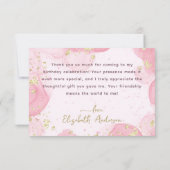 ガーリーモダン抽象芸術ピンクインクフェイク金ゴールドグリッター サンキューカード (裏面)