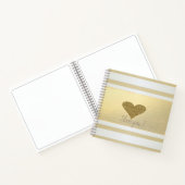 ガーリーモダン金ゴールドストライプ、グリッターハート ノートブック (内部)