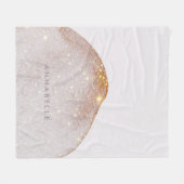 ガーリーモダン金ゴールド水色の形状エレシンプルガン フリースブランケット (正面(横))