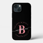 ガーリーモダンPink Black Nameスクリプトモノグラムの Case-Mate iPhoneケース (裏面)