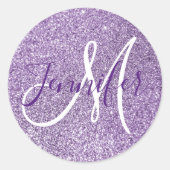 ガーリーモノグラムのフェイクアメジストグリッター ラウンドシール (正面)