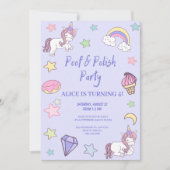 ガーリーユニコーンと虹の誕生日 招待状 (正面)