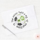 ガーリーライムブラックサッカー場は私の幸せな場所だ スクエアシール (封筒)