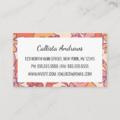 ガーリーレトロピンクのオレンジ色のグルービーフラワー 名刺 (裏面)