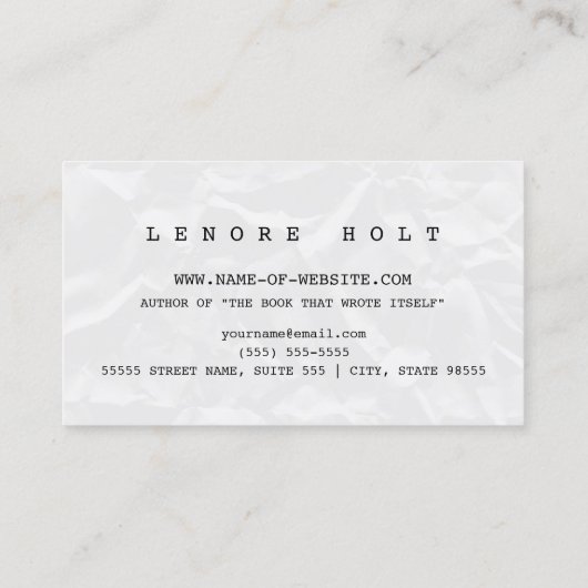 ガーリーレトロピンクタイプライター付フィクション作家 名刺 (裏面)