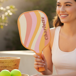 ガーリーレトロヴィンテージパーソナライズされた波名 ピックルボールラケット