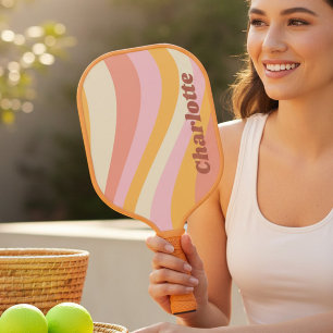 ガーリーレトロヴィンテージパーソナライズされた波名 ピックルボールラケット