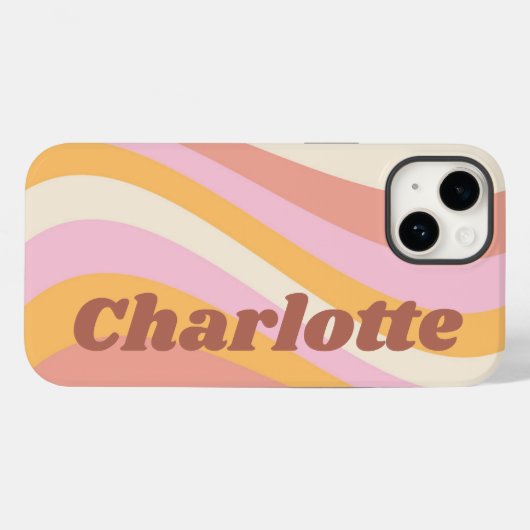 ガーリーレトロヴィンテージパーソナライズされた波名 Case-Mate iPhoneケース (裏面 (横))