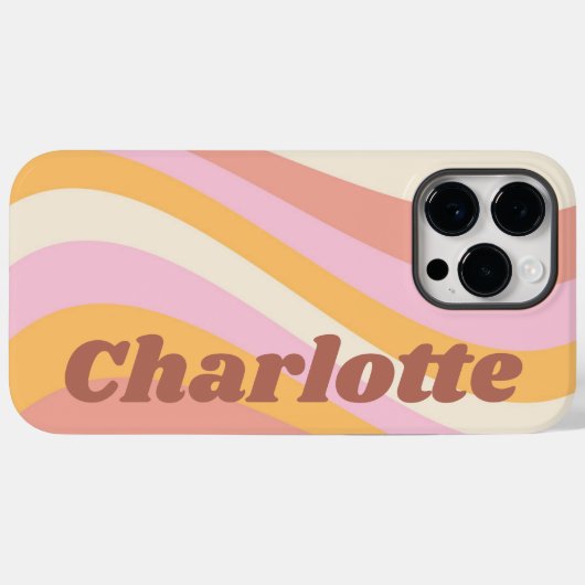 ガーリーレトロヴィンテージパーソナライズされた波名 Case-Mate iPhoneケース (裏面 (横))