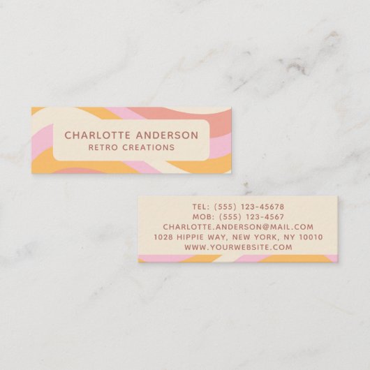 ガーリーレトロヴィンテージ波抽象芸術トレンディーフェミニン スキニー名刺 (正面/裏面)