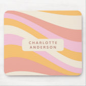 ガーリーレトロヴィンテージ波抽象芸術トレンディーフェミニン マウスパッド (正面)