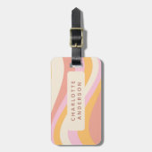 ガーリーレトロヴィンテージ波抽象芸術トレンディーフェミニン ラゲッジタグ (正面縦)