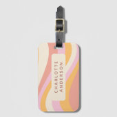 ガーリーレトロヴィンテージ波抽象芸術トレンディーフェミニン ラゲッジタグ (正面縦)