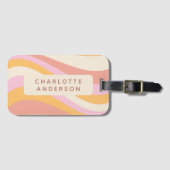 ガーリーレトロヴィンテージ波抽象芸術トレンディーフェミニン ラゲッジタグ (正面横)