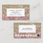 ガーリーロイヤリティパンチカーフェイクドバラ金ゴールドグリッター ロイヤリティカード (正面/裏面)