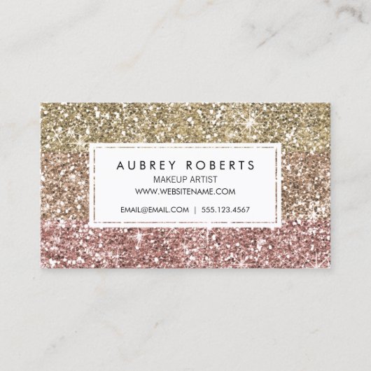 ガーリーロイヤリティパンチカーフェイクドバラ金ゴールドグリッター ロイヤリティカード (正面)