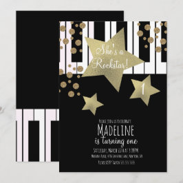 ガーリーロックスターギターフェイク金ゴールドスターピアノ 招待状