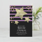 ガーリーロックスターギターフェイク金ゴールドスター誕生日 招待状 (スタンド正面)