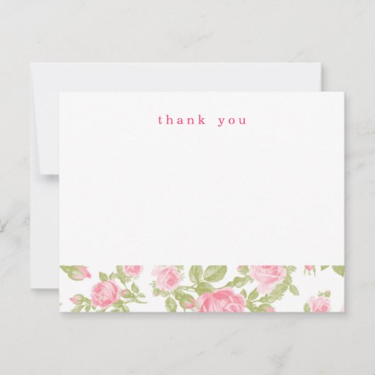 ガーリーヴィンテージシンプルバラありがとうノートカード サンキューカード (正面)