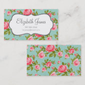 ガーリーヴィンテージバラフローラプリント 名刺 (正面/裏面)