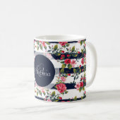 ガーリーヴィンテージバラフローラ水ストライプ色 コーヒーマグカップ (正面右)