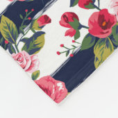 ガーリーヴィンテージバラフローラ水色ストライプ色 フリースブランケット (角)