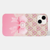 ガーリーヴィンテージピンクフローラバラリボン及びレース Case-Mate iPhoneケース (裏面 (横))