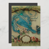 ガーリーヴィンテージフランスのファッションパリブライダルシャワー 招待状 (正面/裏面)