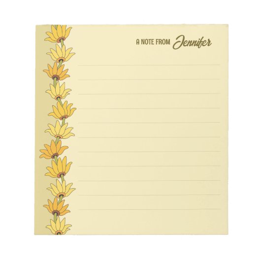 ガーリーヴィンテージ手描きひまわり縁どCC0142 ノートパッド (正面)