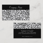 ガーリーヴィンテージ白黒バラの名刺 名刺 (正面/裏面)
