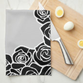 ガーリーヴィンテージ黒バラ キッチンタオル (四つ折り)