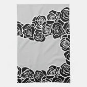 ガーリーヴィンテージ黒バラ キッチンタオル (縦)