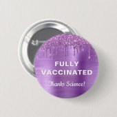 ガーリー予防接種パープルグリッターボタン 缶バッジ (正面&裏面)