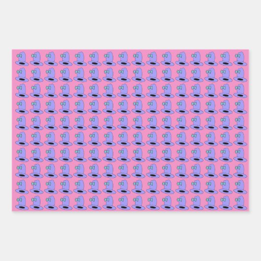 ガーリー女性のカーボーイハット誕生日 ラッピングペーパーシート (正面2)