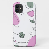ガーリー抽象芸術植物学スケッチと形状 Case-Mate iPhoneケース (裏面)